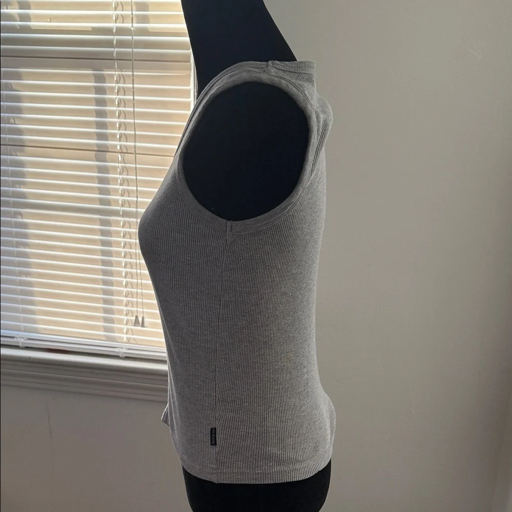 Stylish Light Gray Ribbed Tank Top